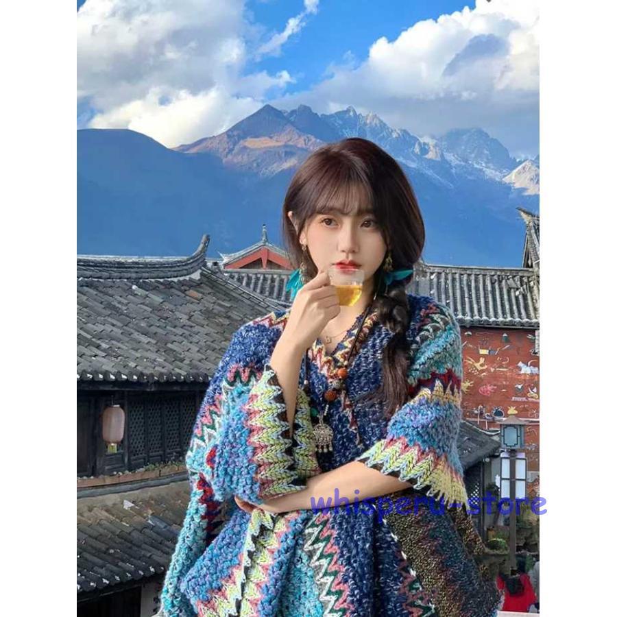 ポンチョ ポレロ ストール 大判 ショール 秋冬 ニット レディース