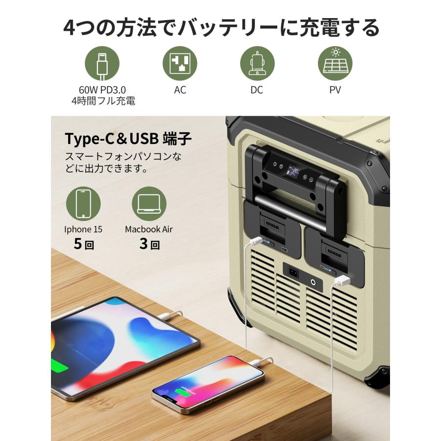 EENOUR 車載冷蔵庫 ポータブル冷蔵庫 35L 45L バッテリー内蔵可能 -20