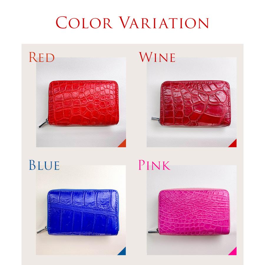クロコダイル革 カードケース レッド / ワイン ピンク ブルー 革製品