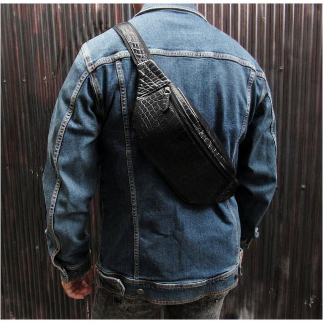 クロコダイル ボディバッグ スリング ショルダーバッグ 斜め掛け