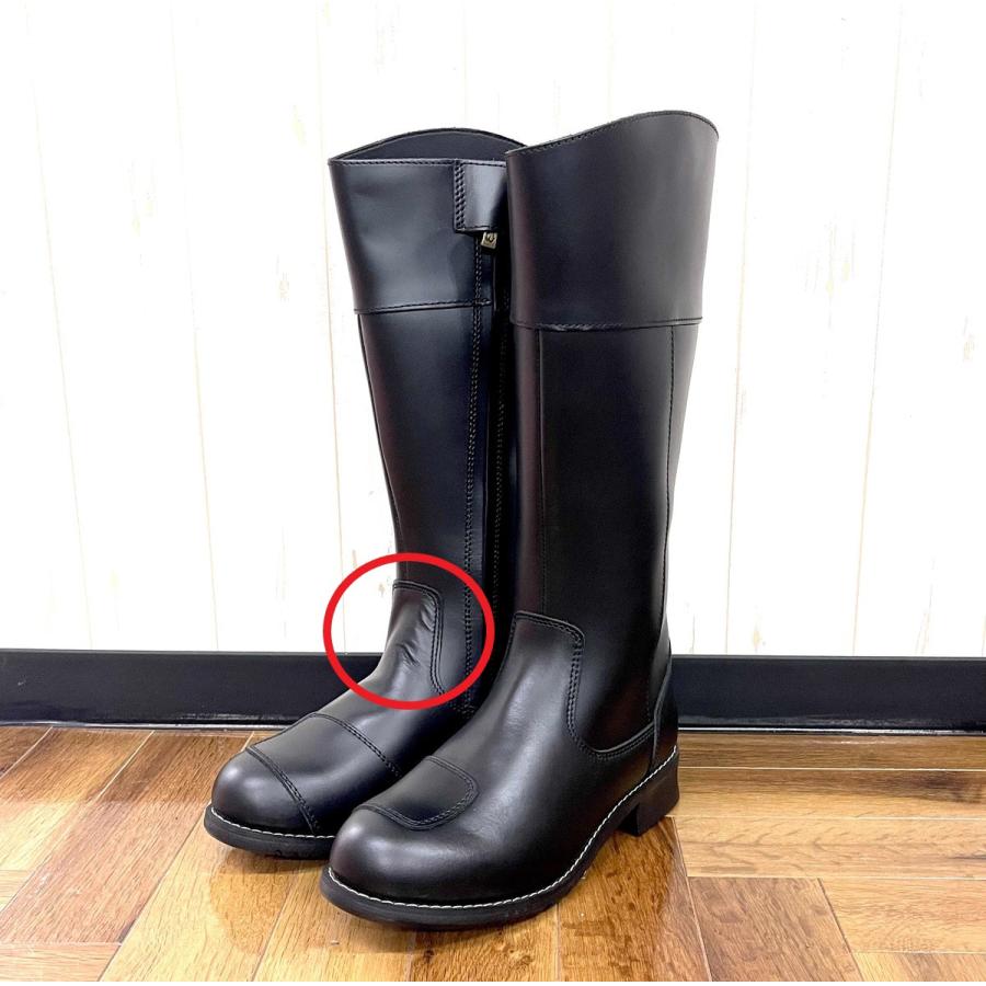 訳あり品】バイクブーツ ホーク 本革 ロングブーツ サイドジップ