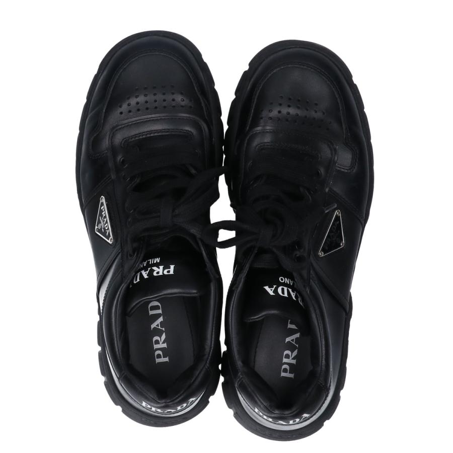PRADA（プラダ） 2EE378 メタルロゴ レザー スニーカー シューズ 7 1/2