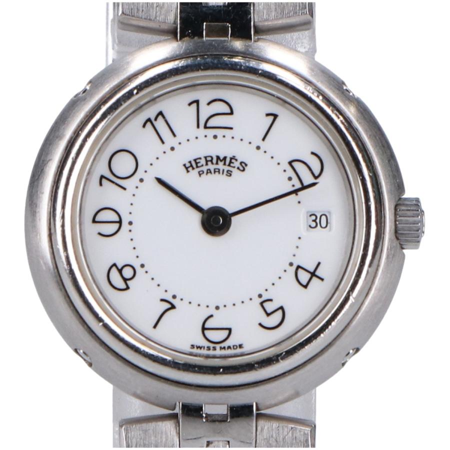 HERMES エルメス プロフィール デイト クォーツ 腕時計 シルバー