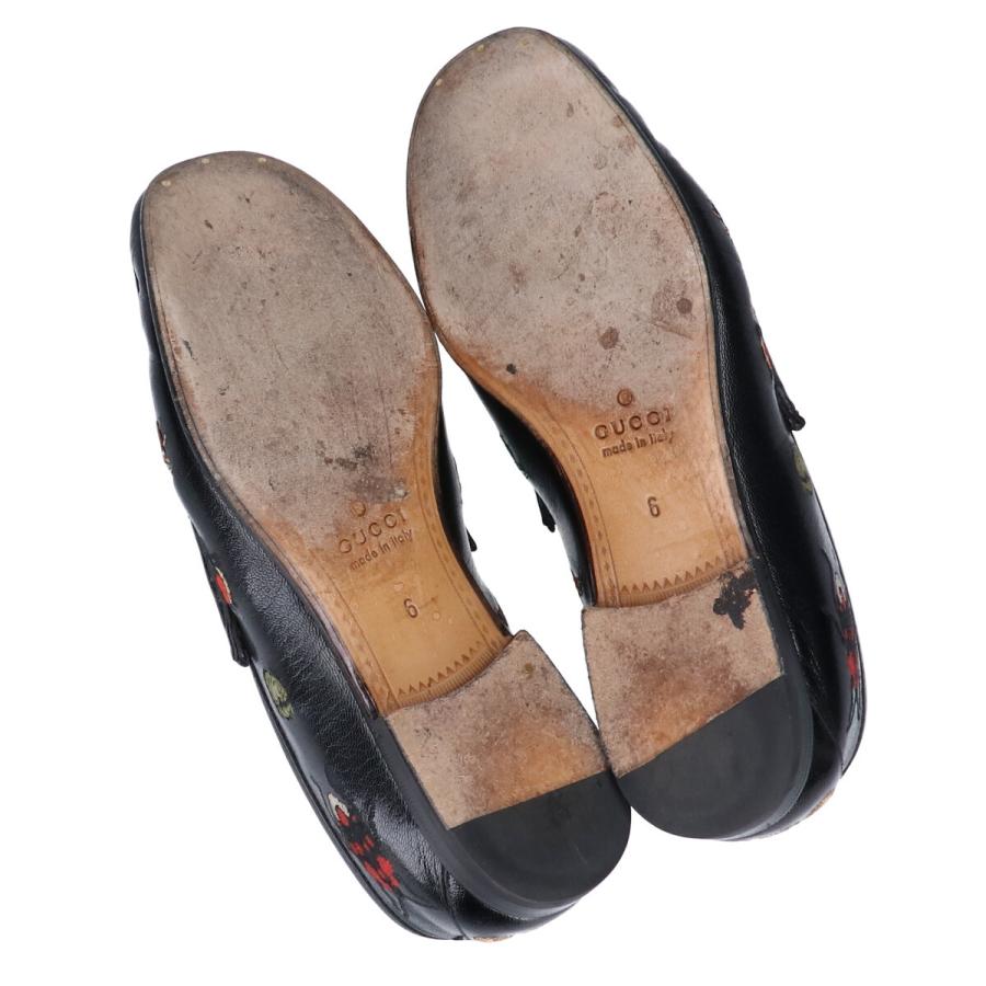 GUCCI（グッチ） 刺繍 ホースビット ローファー シューズ 6 ブラック