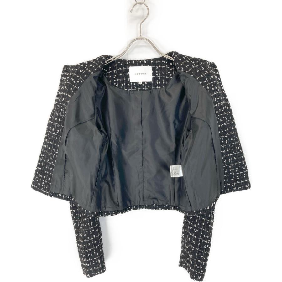 CADUNE カデュネ 【神崎恵コラボ】ノーカラーショートツイード