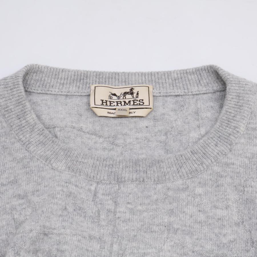 HERMES エルメス カシミヤ100％ エンボス加工 プルオーバー ニット