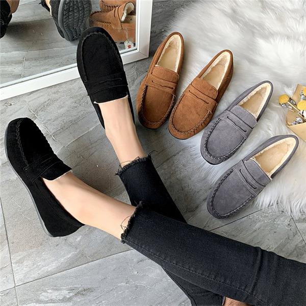 モカシン レディース 内ボア ファー ムートン ぺたんこ フラット