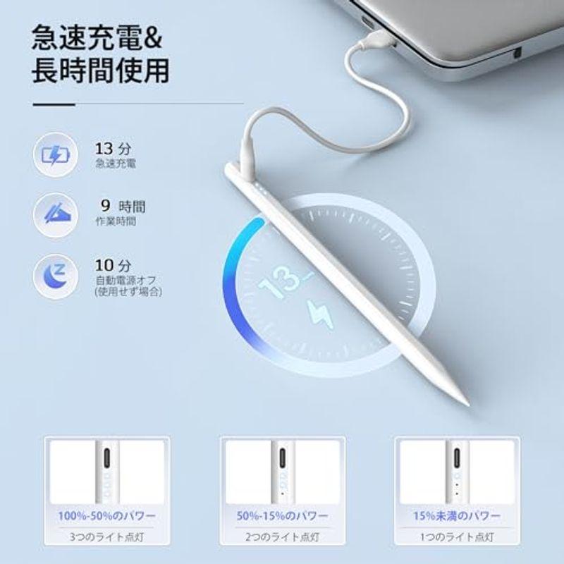 iPad 2018-2023用ペンシル 15分急速充電 Mixoo iPadペンシル