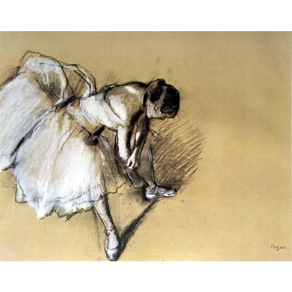 絵画 世界の名画シリーズ 額縁付 エドガー・ドガ 「靴下を直す踊り子