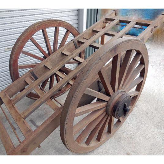 美品 古民具 ◇ 大八車 長さ2700×幅990×高さ1130mm 車輪直径1030mm