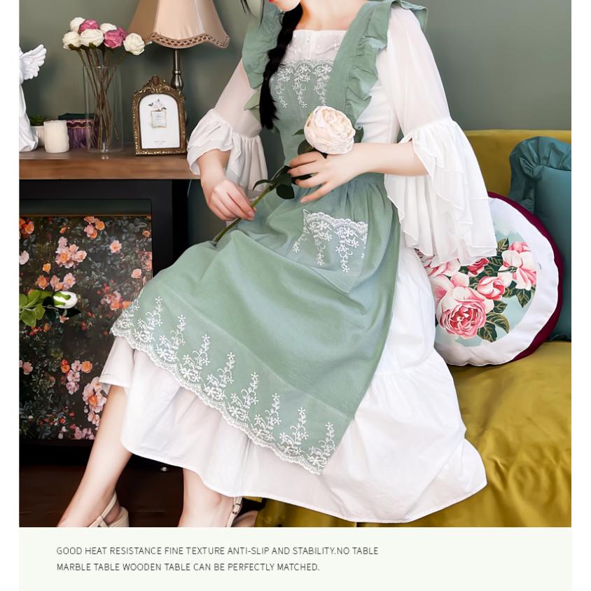 エプロン レディース かわいい ワンピース型 綿100％ おしゃれ フリル