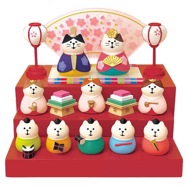 DECOLE（デコレ） ひな壇付き 猫雛セット 16点セット コンコンブル