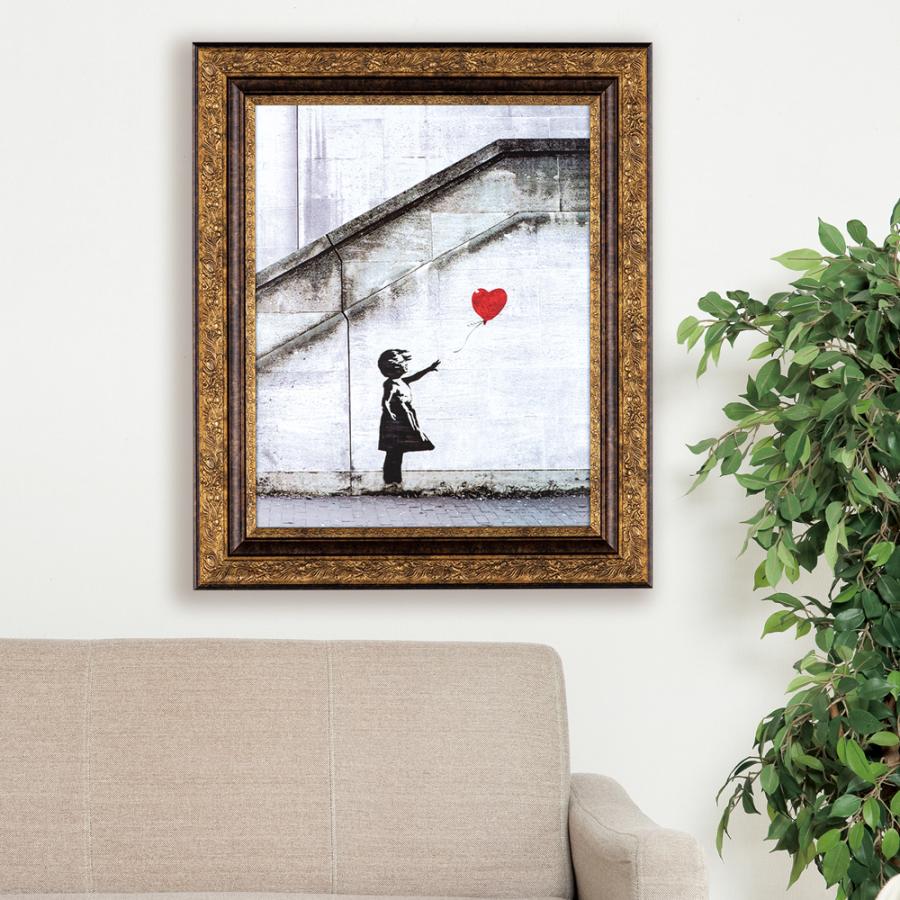 バンクシー 「少女と風船 愛はゴミ箱の中に 」 縦64.3×幅54.2cm 本格