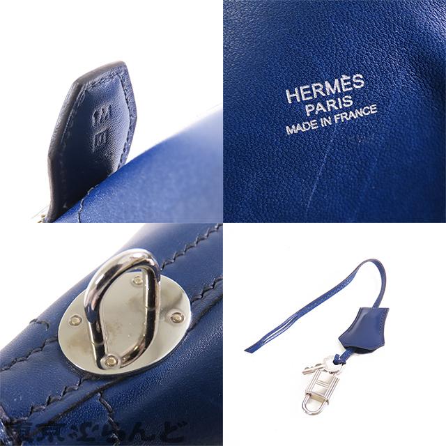 HERMES（エルメス） ボリード 31 □J刻印 ブルー シルバー金具