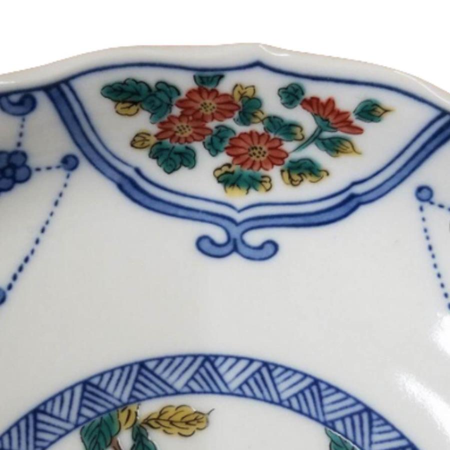 九谷焼 6号皿揃 染付瓔珞紋花鳥 5枚セット 大皿 皿 セット おしゃれ 和