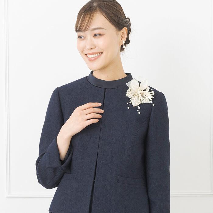 東京ソワール コサージュ ブローチ パール プチソワール オフホワイト