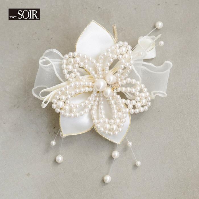 東京ソワール コサージュ ブローチ パール プチソワール オフホワイト