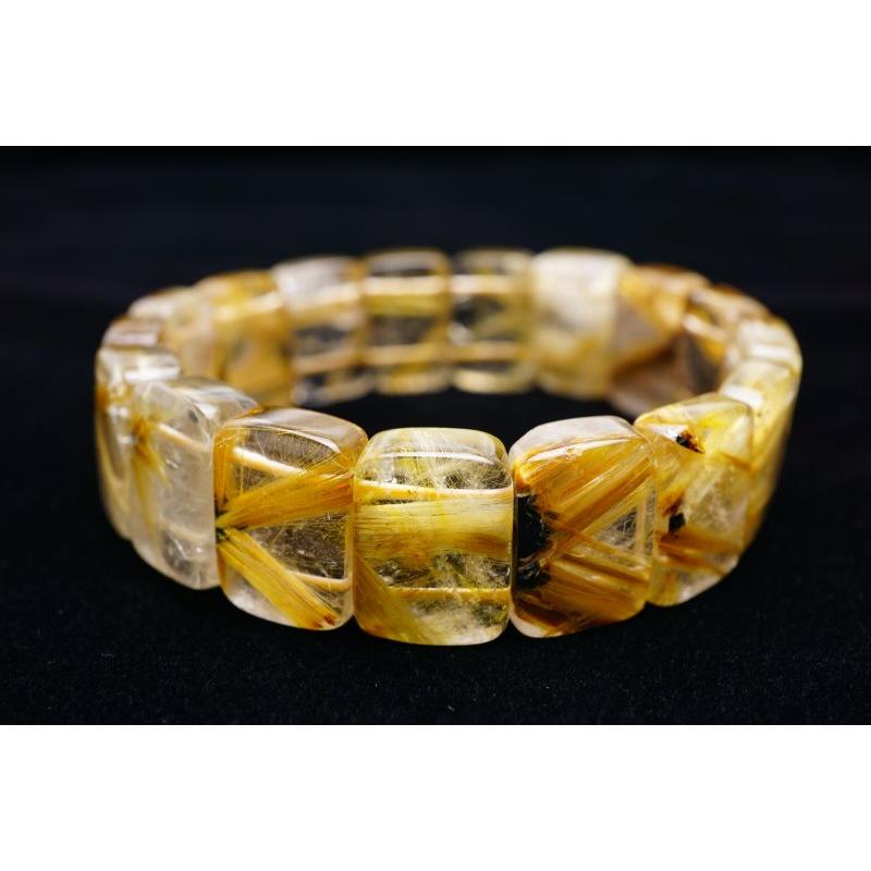 タイチンルチルクォーツ ゴールドルチル バングル 送料無料 一点物 111