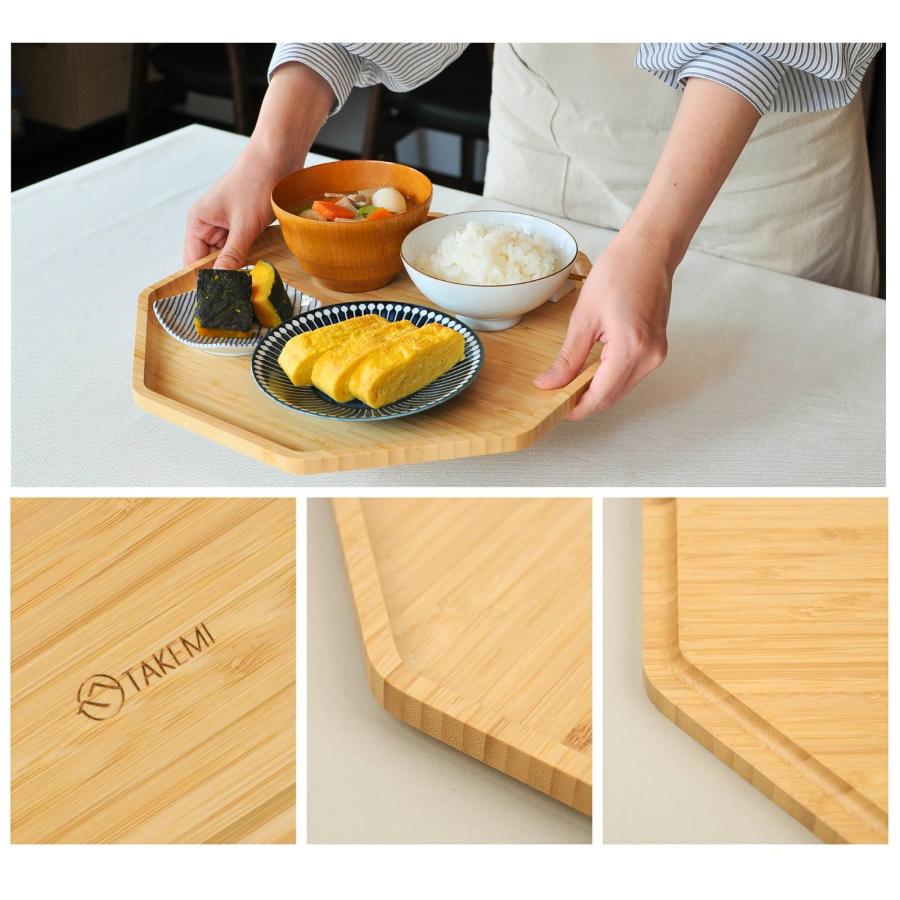お盆 八角トレー レビュー特典 トレイ 竹製 カフェトレー 食事トレー