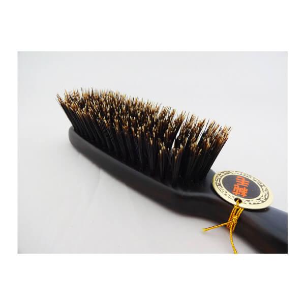 江戸屋 ヘアブラシ 黒檀 特級黒豚毛 ヘアーブラシ 7行植え 特級黒豚毛