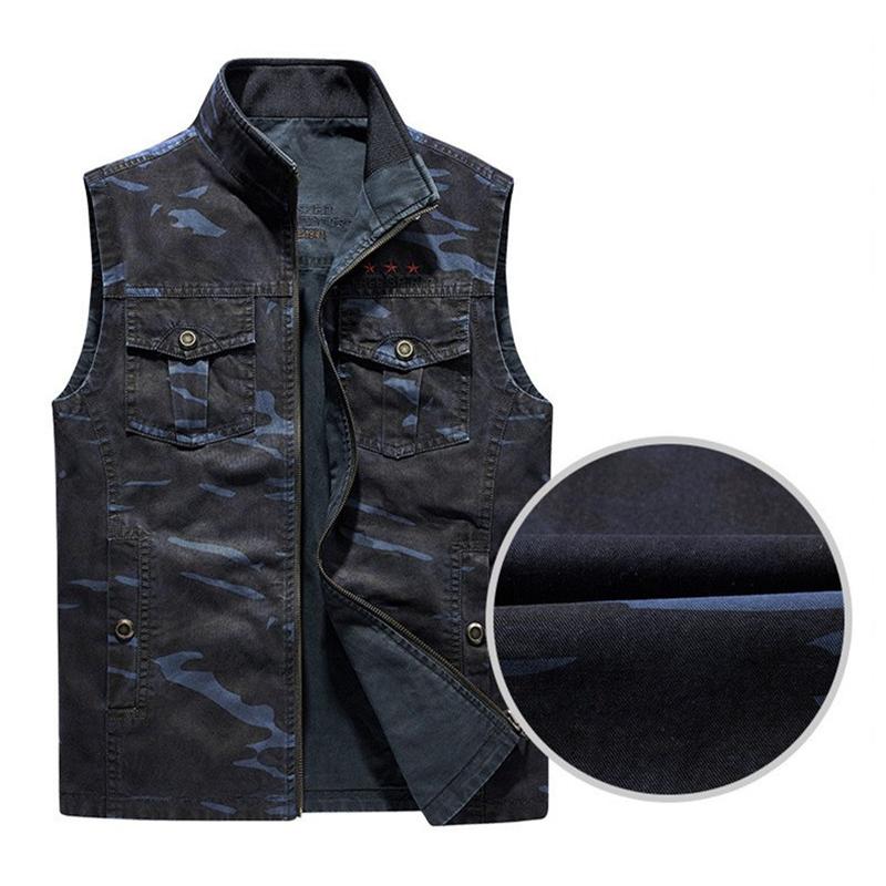 デニムベスト リバーシブル 迷彩 カモフラージュ 両面着用 迷彩ベスト
