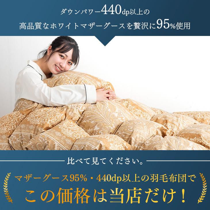 タンスのゲン 羽毛布団 シングル マザーグース ダウン 95％ 増量1.2kg