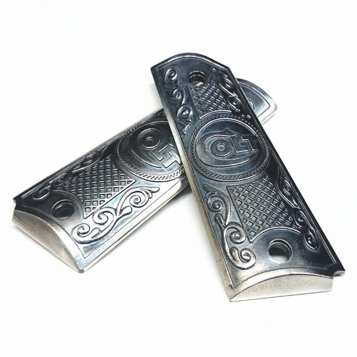 RIGHT COLTレリーフ メタルグリップ アンティークシルバー ガバメント