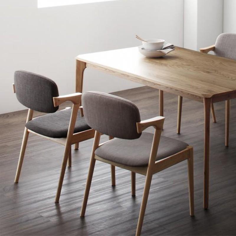 ダイニングチェア 2脚組 ハーフアーム 布張り北欧デザイン TNR