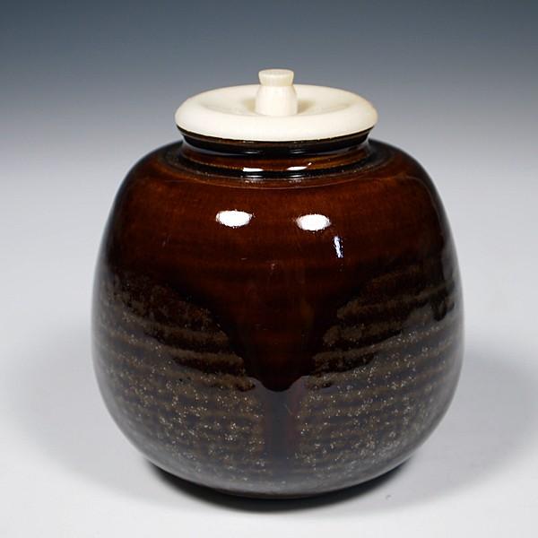 送料無料（茶道具/濃茶器）唐物大名物 茜屋茄子茶入写し 笹田有祥作