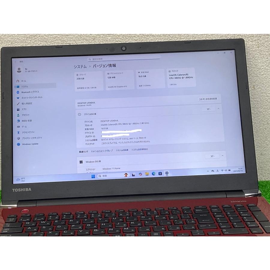 TOSHIBA（東芝） TOSHIBA DYNABOOK T45-ER ノートPC CELERON 3865U