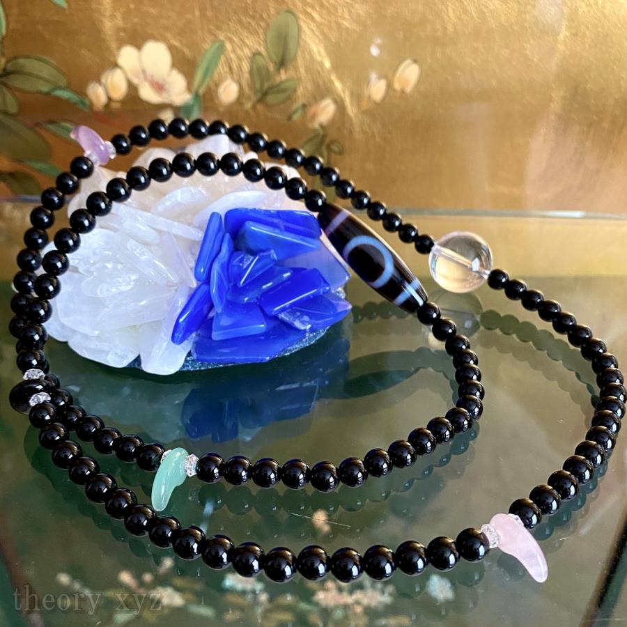 theory xyz 水晶 宝石(鑑別) ネックレス 天地(天珠) 黒 メンズ