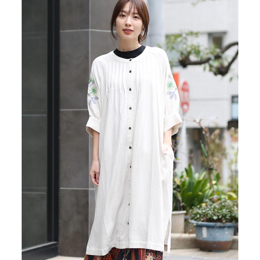チチカカ（TITICACA） ウォッシャブルレーヨン麻刺繍ワンピース