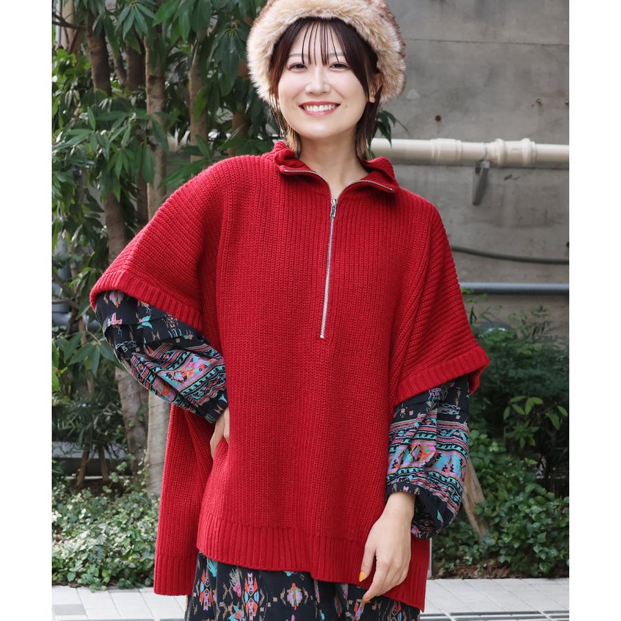 チチカカ（TITICACA） ハーフジップポンチョニットプルオーバー(大きい