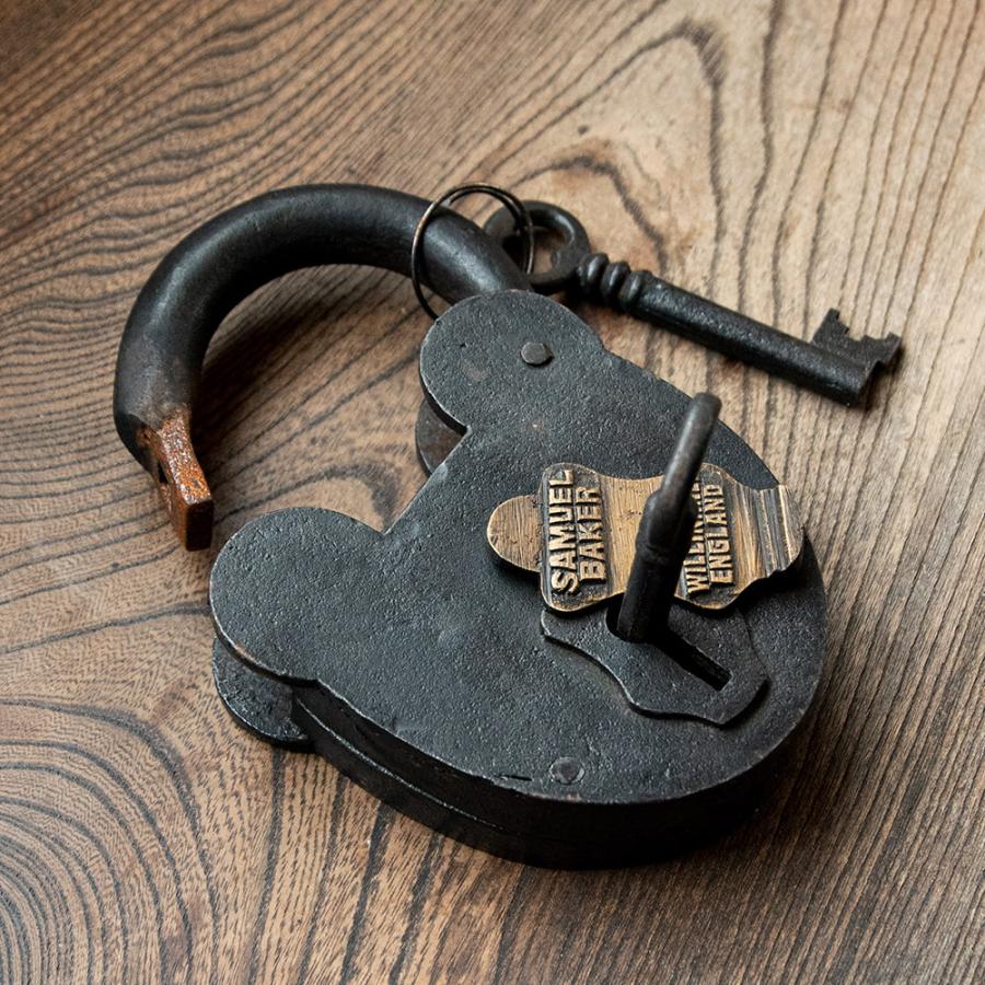 送料無料 鍵 南京錠 カギ ロック アンティーク風 インドの南京錠 特大