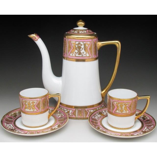 ノリタケ オールドノリタケ ピンク地金盛り文 デミタスセット カップ