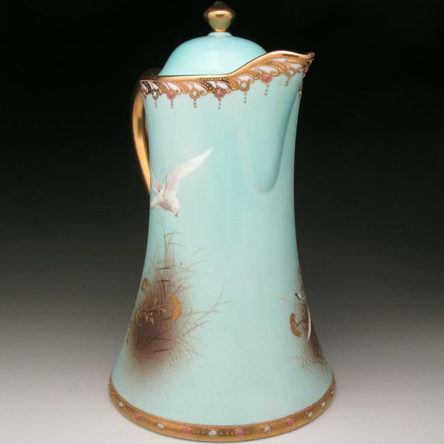 ノリタケ オールドノリタケ 金盛りジュール フライングスワン コーヒー