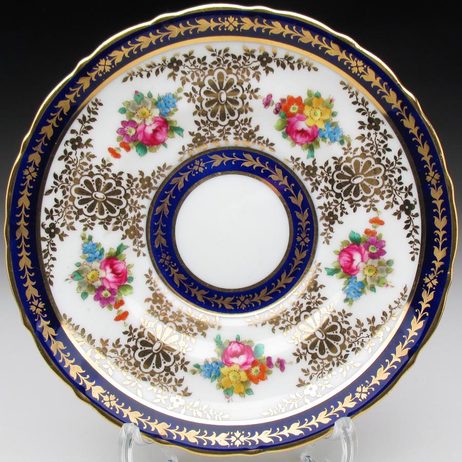 コウルドン 藍縁金彩花絵 トリオ カップ＆ソーサー＆プレート