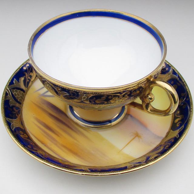 ノリタケ オールドノリタケ コバルト金盛り砂漠風景絵 カップ