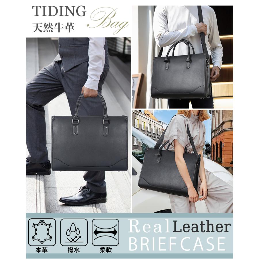 TIDING ビジネスバッグ メンズ 本革 ブリーフケース トートバッグ 2way