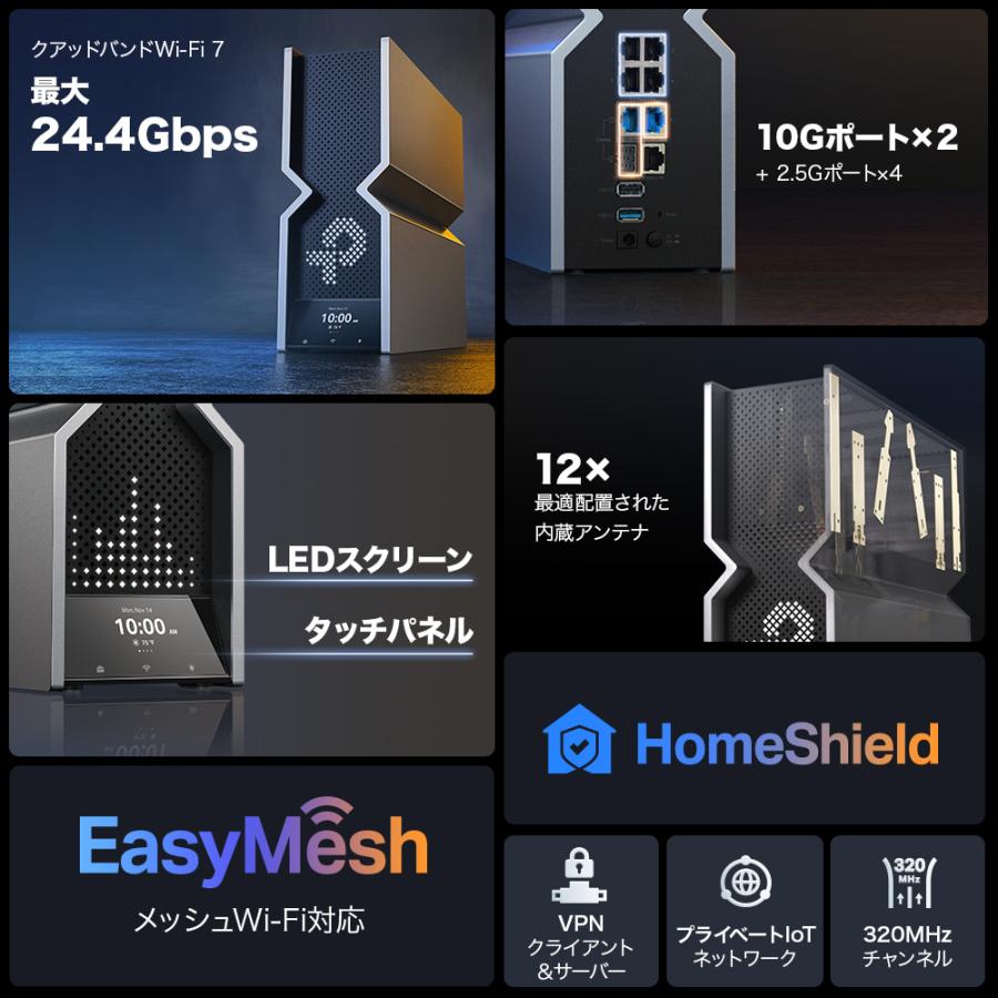 TP-Link 究極WiFi7 無線LANルーター Archer BE900 15289+5764+5764+