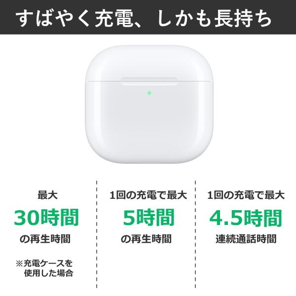 Apple Apple AirPods 4 MXP63J/A H2チップ ワイヤレスイヤホン 第4世代