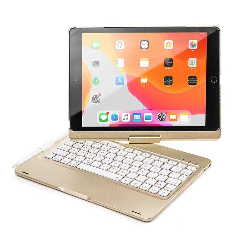 iPad 10.2 第7世代 7色LEDバックライト キーボードケース 360度回転