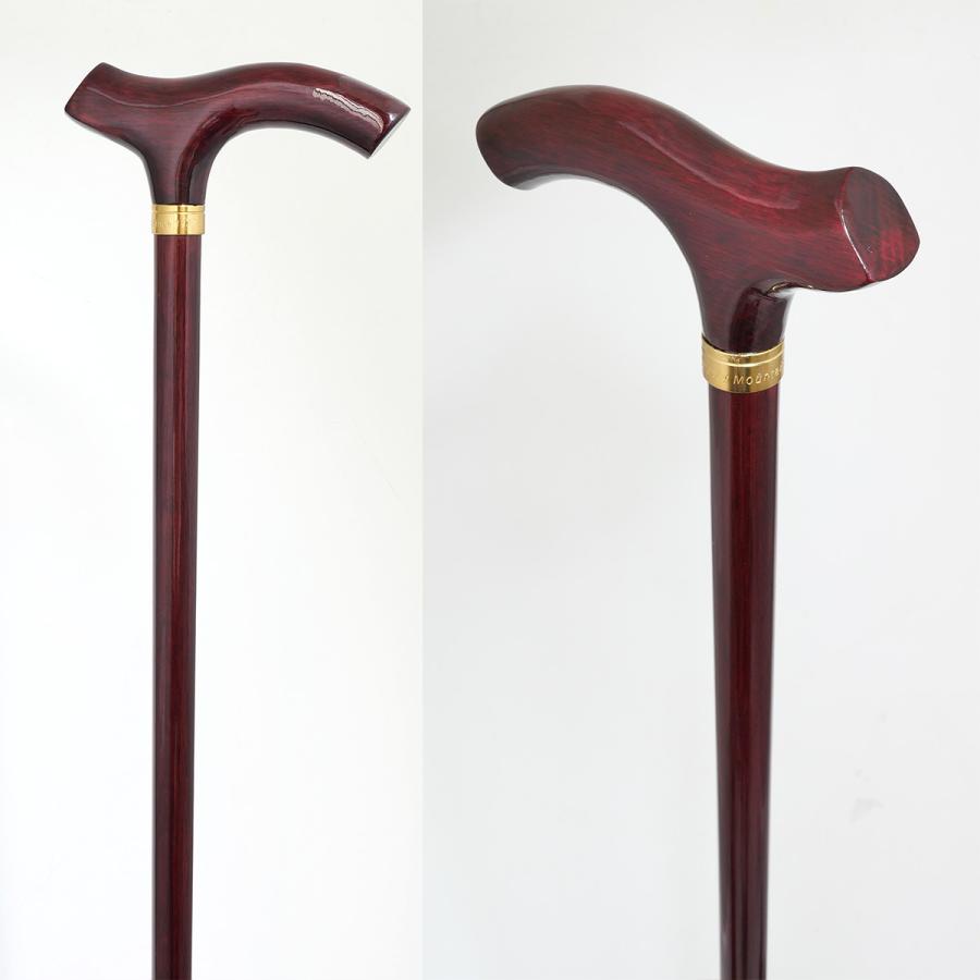 No.116 カラーオークステッキ ワインレッド（木製杖・最長91cm／日本製