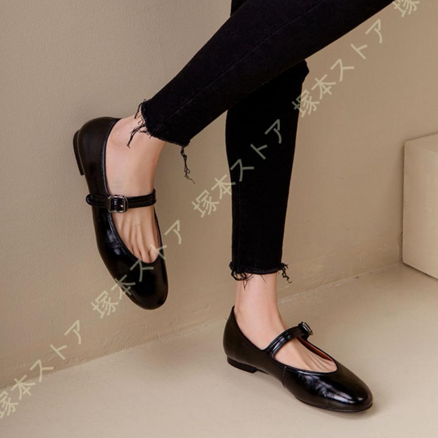 バレエシューズ パンプス レディース ストラップ フラットシューズ 本