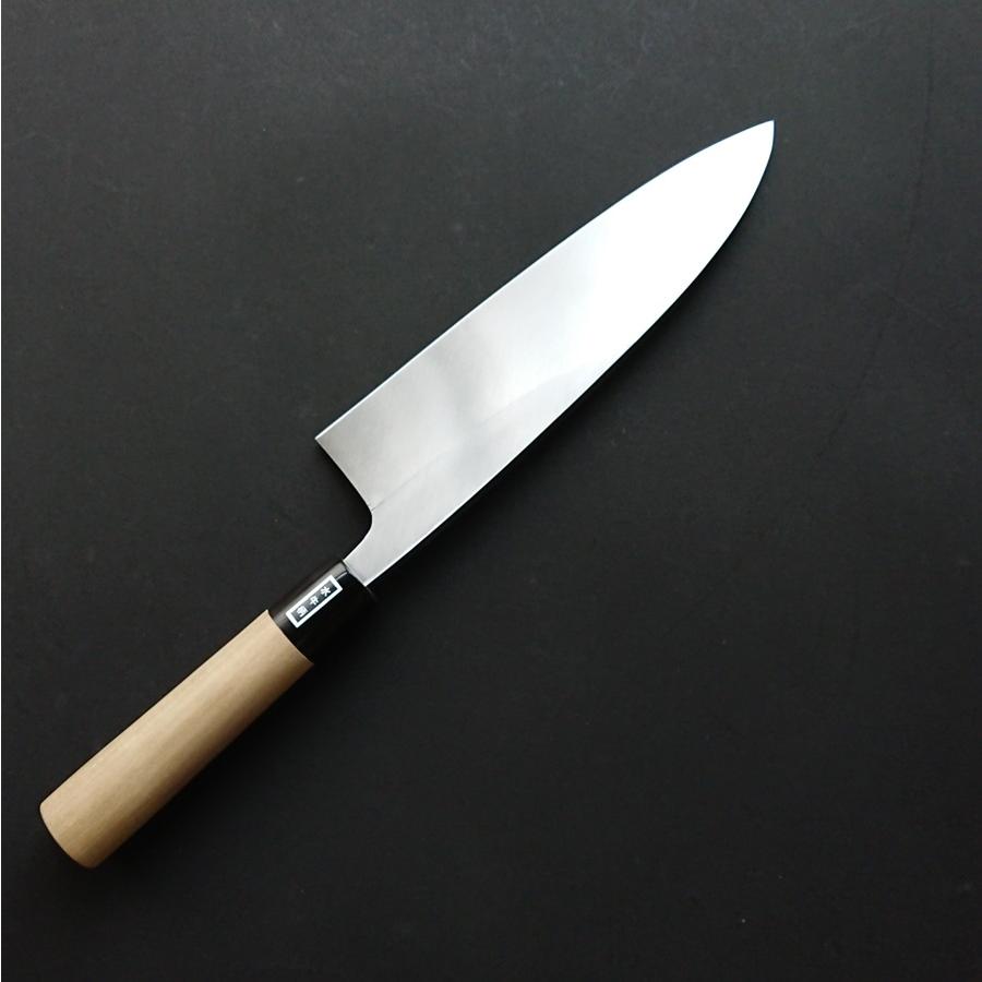 堺宏之作 白鋼 霞仕上げ 水牛桂柄 相出刃包丁 270mm(9寸) 日本製 堺市