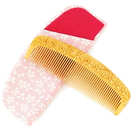 当店人気！】かわいい桜（さくら）4寸 彫解櫛 つげ櫛 高級国産 さつま