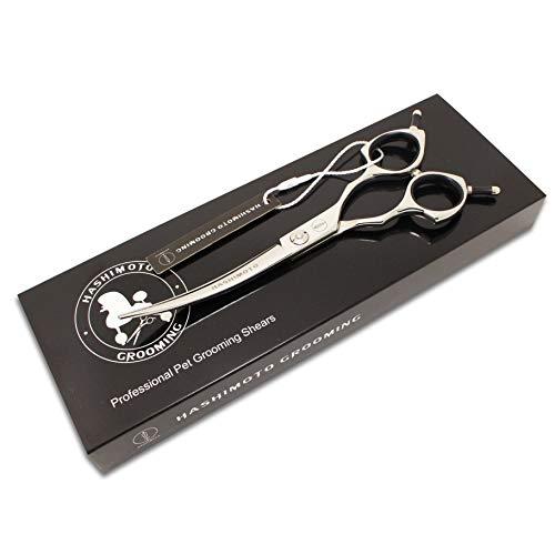 HASHIMOTO ペット用ハサミ、少し曲がった刃、プロのペットグルーマーが