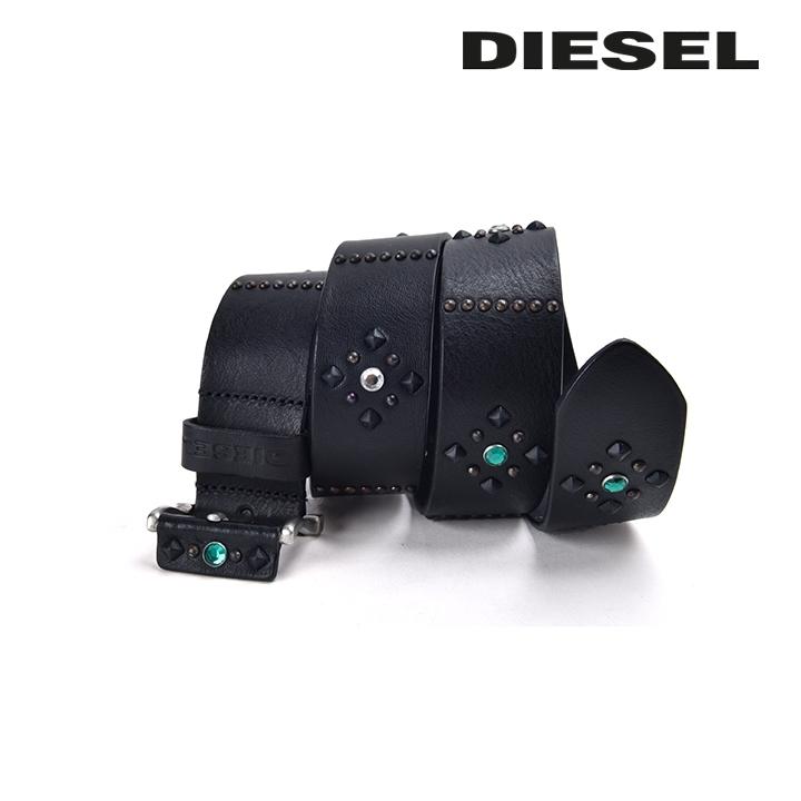 DIESEL（ディーゼル） レザーベルト メンズ 牛革 本革 スタッズ ライン