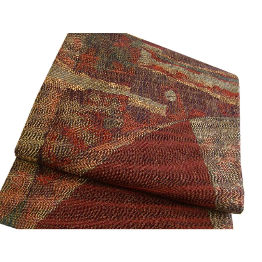 きものしらゆり 本場筑前博多織 紬地 さつま色泥染 袋帯 正絹 仕立て