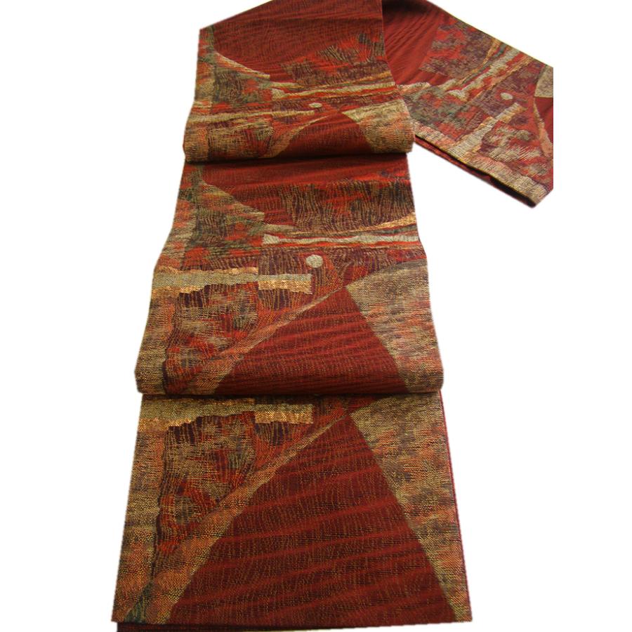 きものしらゆり 本場筑前博多織 紬地 さつま色泥染 袋帯 正絹 仕立て